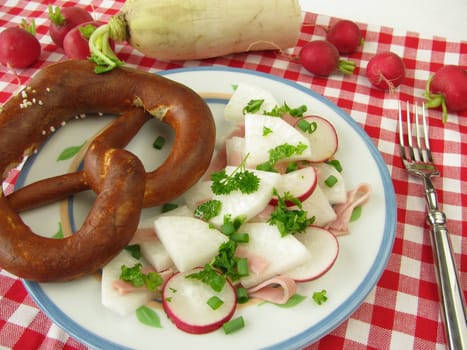 Radish salad with pretzel