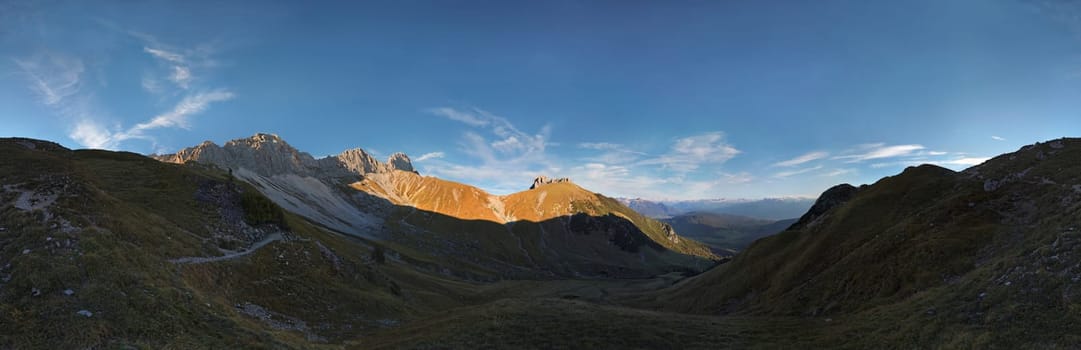 360° panorama in the Scharnitztal with a view of the Wetterstein massif,Tyrol,Austria