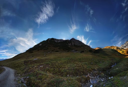 360° panorama at the Predigtstuhl with Wetterstein massif,Tyrol,Austria