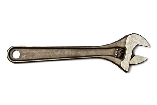 Adjustable wrench on white background
