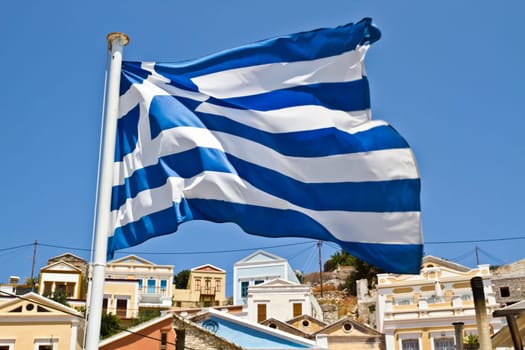 Greece flag in symi island of Rhodes