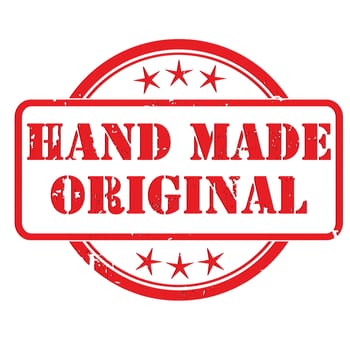 Grunge rubber stamp with small stars and the Hand Made Original sign, symbol