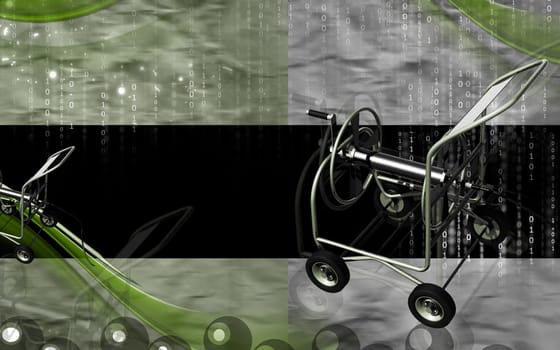 Digital illustration of a heavy duty hose in colour background