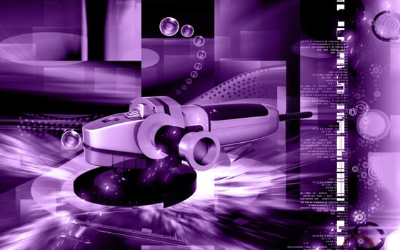 Digital illustration of angle grinder in colour background