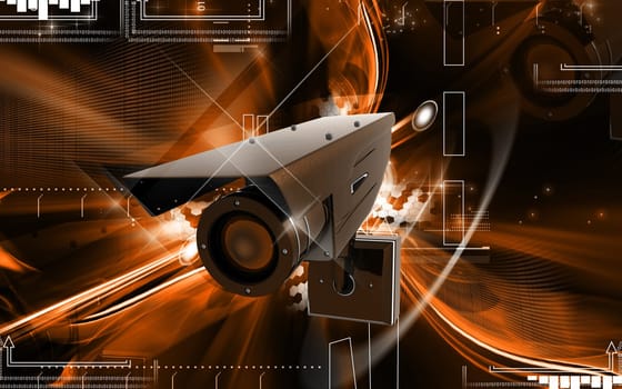 Digital illustration of security camera in colour background