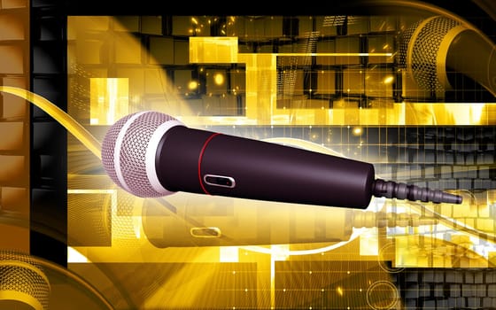Digital illustration of microphone in colour background