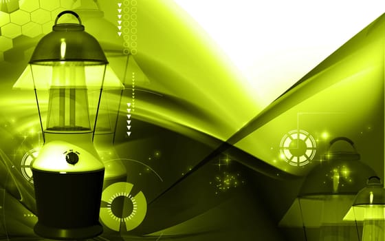 Digital illustration of a Rechargeable floured lantern in colour background
