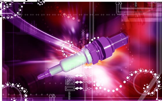 Digital illustration of Spark plug in colour background