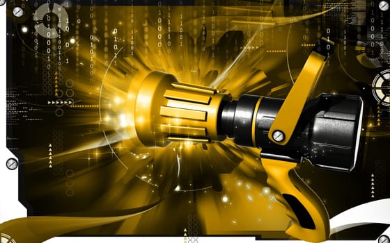 Digital illustration of fire fighting nozzle in colour background