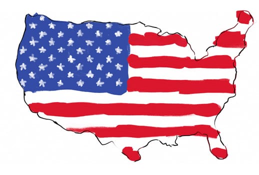 USA map with flag in it  hand painted in computer, looks like a child work :)