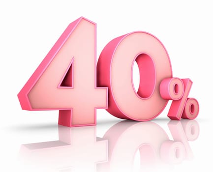 Pink forty percent, isolated on white background. 40%