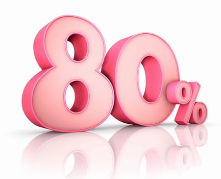 Pink eighty percent, isolated on white background. 80%