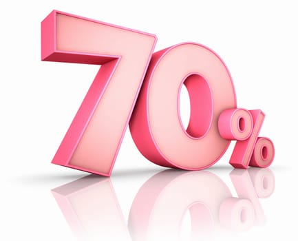 Pink seventy percent, isolated on white background. 70%