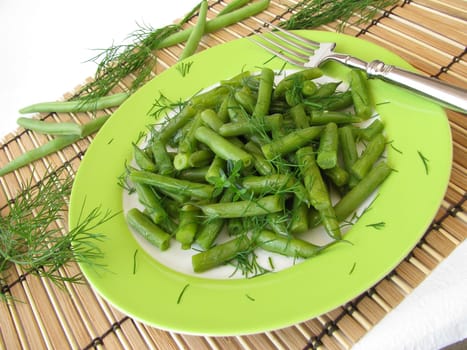 Bean vegetables with dill and savory