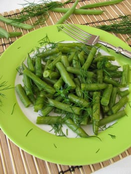 Bean vegetables with dill and savory