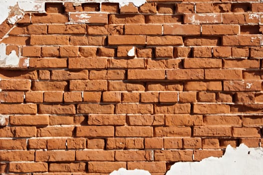 Abandoned brick wall suitable for background with plenty of copyspace