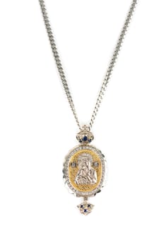 religious jewellery icon pendant on a white background
