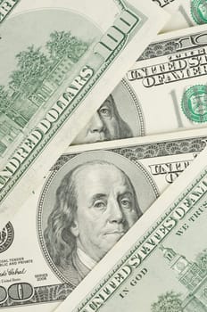Close up view of pack dollar banknotes
