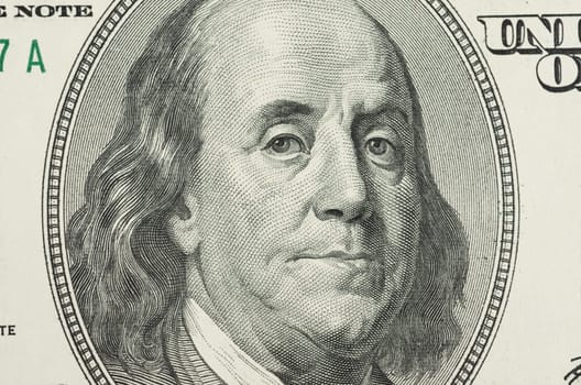 Benjamin Franklin portrait from 100 dollars banknote