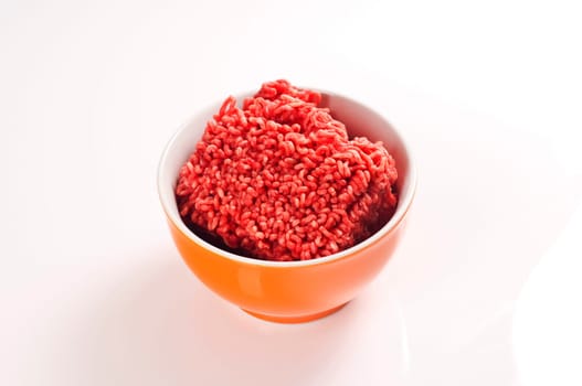 Minced meat on white background