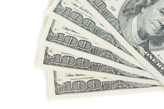 Close up view of pack dollar banknotes