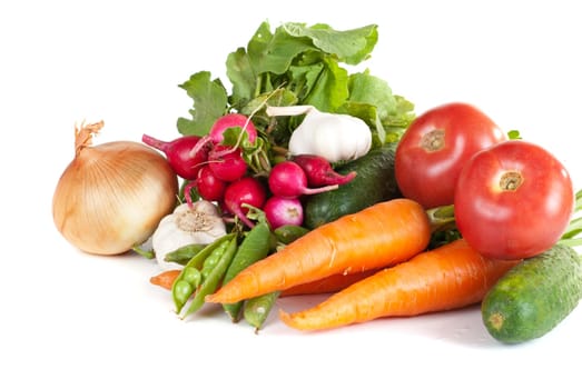 heap of vegetables isolated on white background