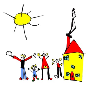 Back to school concept illustration background. Bus, children and school facade composition.