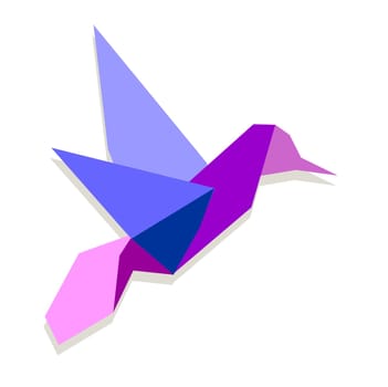 One Origami vibrant colors hummingbird. Vector file available.