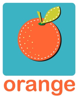 An icon of an orange over a turquoise background.Vector available