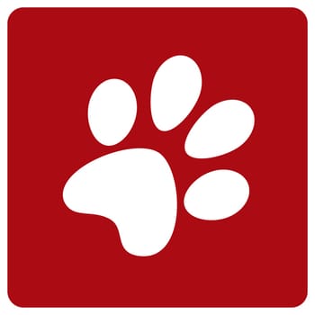 white dog footprint on red blakground