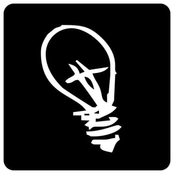 Icon of white light bulb on black background. Concepts of light, idea, brillant, inteligence. Suitable for a logo