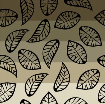 Leaves on degrade in stripes background vector