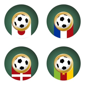 Composition with footballs in the flags of each country of the group E to the 2010 soccer World Cup