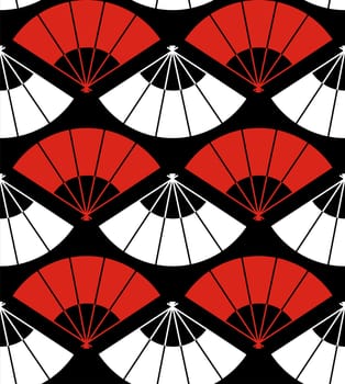 Japan fan abstract background in red, white and black. Vector file also available.