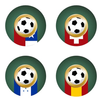 Composition with footballs in the flags of each country of the group H to the 2010 soccer World Cup