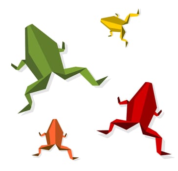Group of various origami vibrant colors frog. Vector file available.
