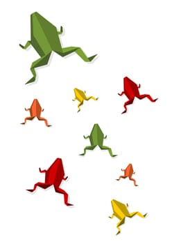 Group of various Origami vibrant colors frog. Vector file available.