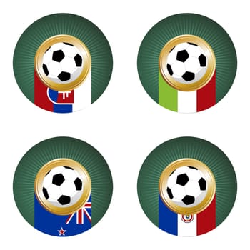 Composition with soccer balls in the flags of each country of the group F to the 2010 soccer World Cup