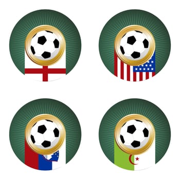 Composition with footballs in the flags of each country of the group C to the 2010 Soccer World Cup