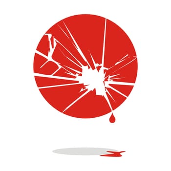 Japan flag torn and bleeding for disaster.