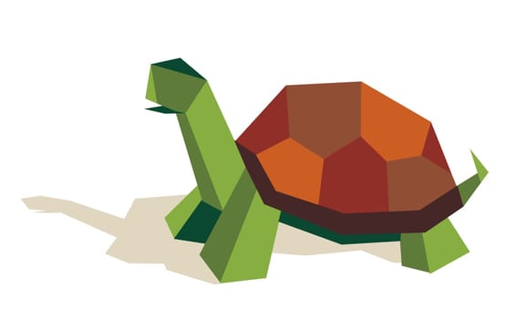 One origami tortoise in walking position white blackground. Vector file also available.