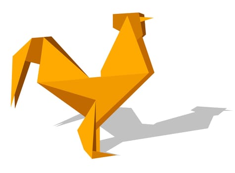 One Origami vibrant colors rooster. Vector file available.