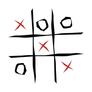 Tic tac toe game illustration on white background