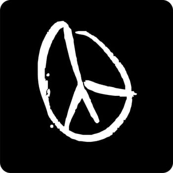 White peace icon on black background