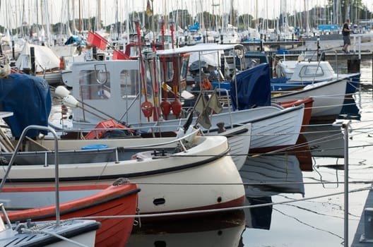 harbor scene with some fisherman boats