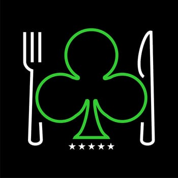 Casino restaurant logo on black background. Vector available