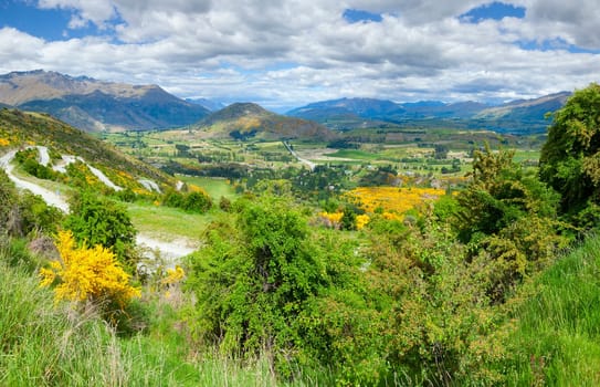 Mountain overlook on a scenic drive in New Zealand