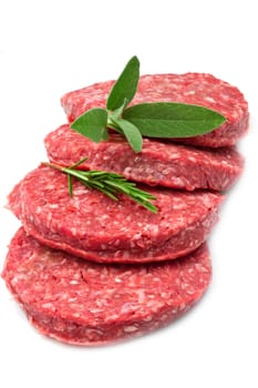 raw hamburger isolated on white background