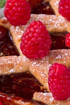 a raspberries tart with fresh fruits
