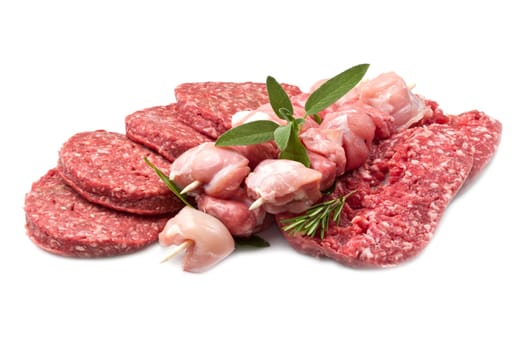 Ingredient's of fresh meat ready to cook on barbecue